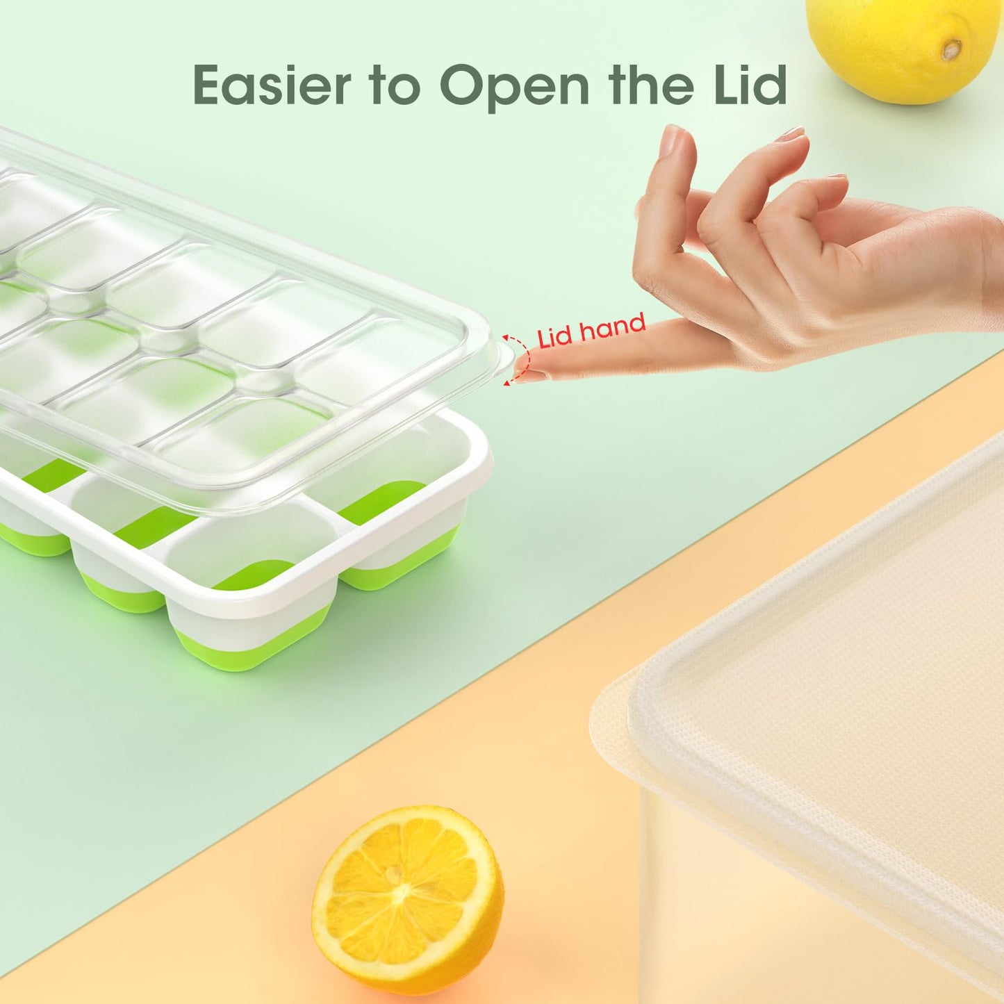 Silicone Ice Cube Tray with Bin and Lid