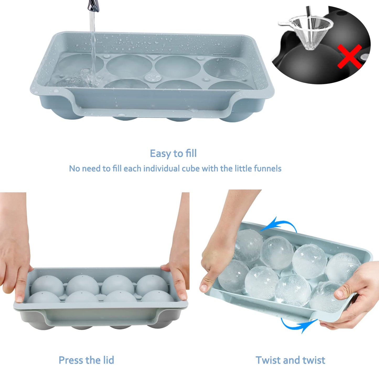 Large Ice Ball Mold – Easy Release Round Whiskey Ice Tray