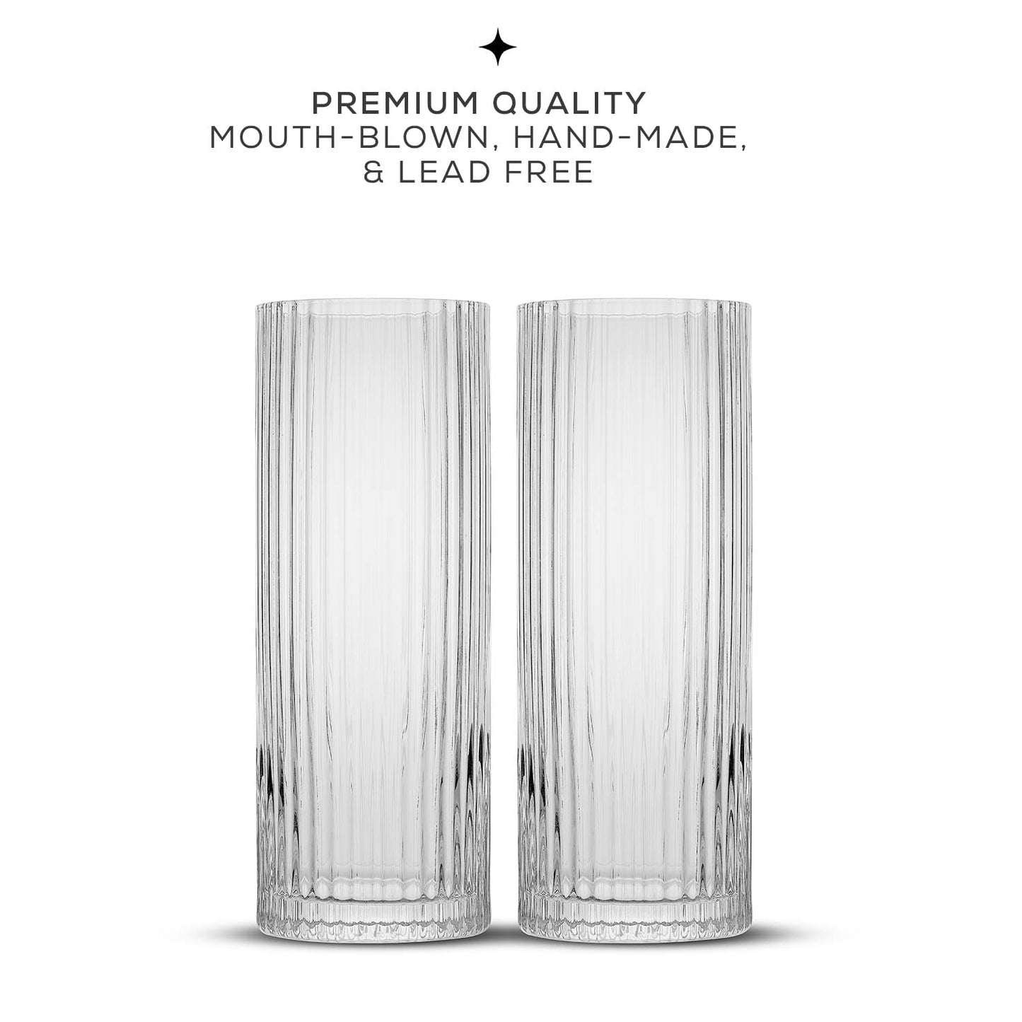 Fluted Highball Glasses - Set of 2