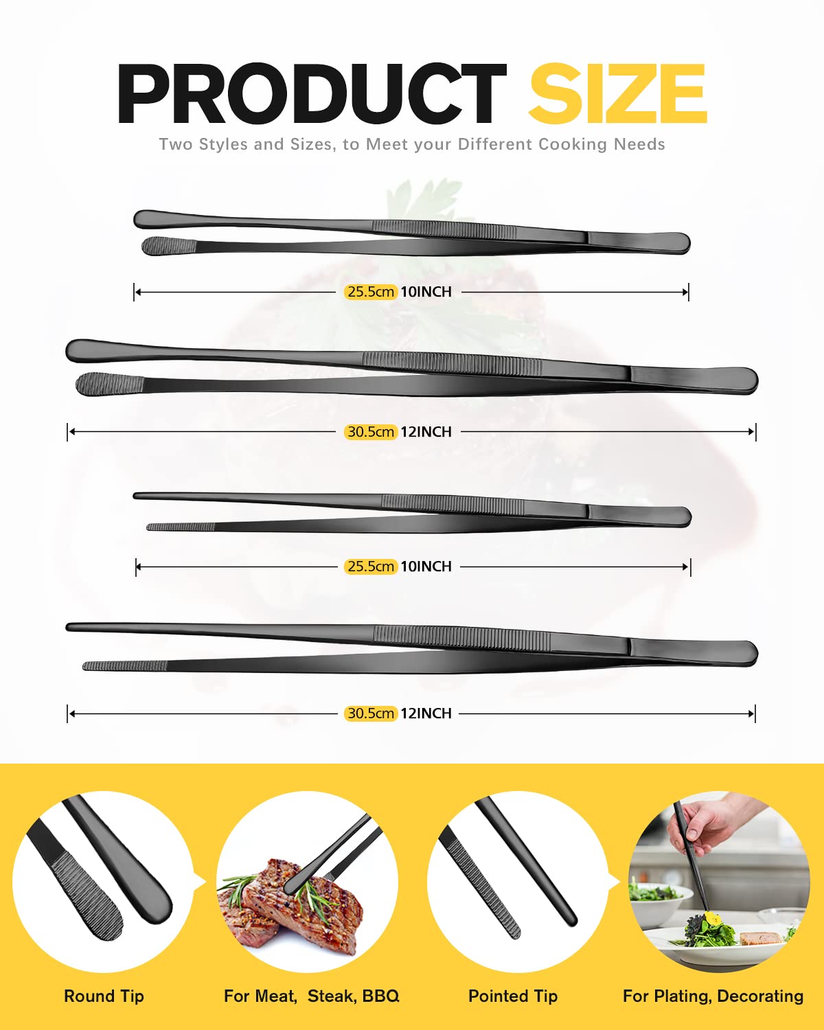 4 Pcs Fine Long Tweezer Tongs