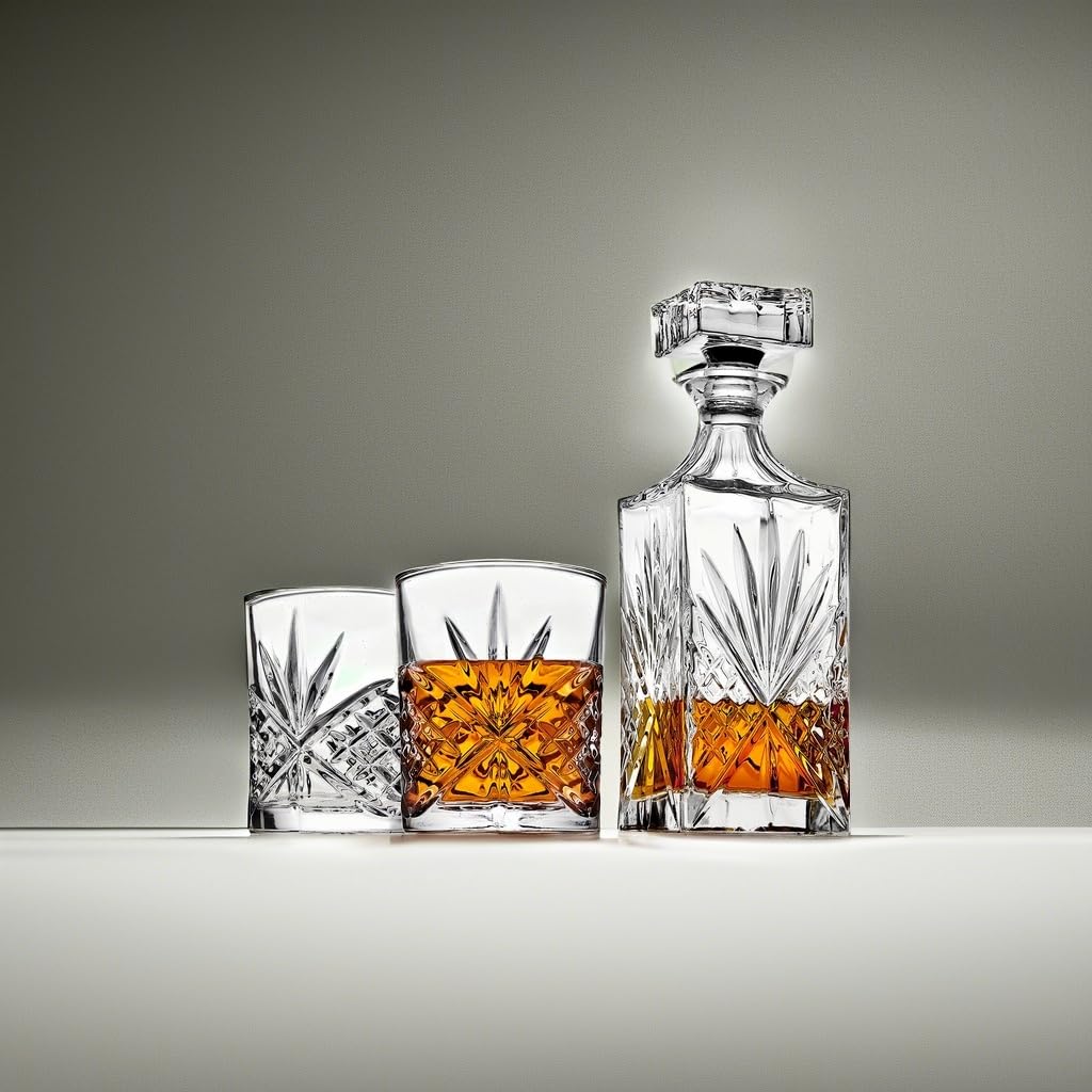 Whiskey Decanter Set with 2 Old Fashioned Whisky Glasses