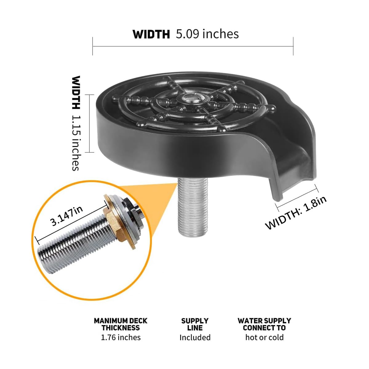 Stainless Steel Glass Rinser for Kitchen Sink