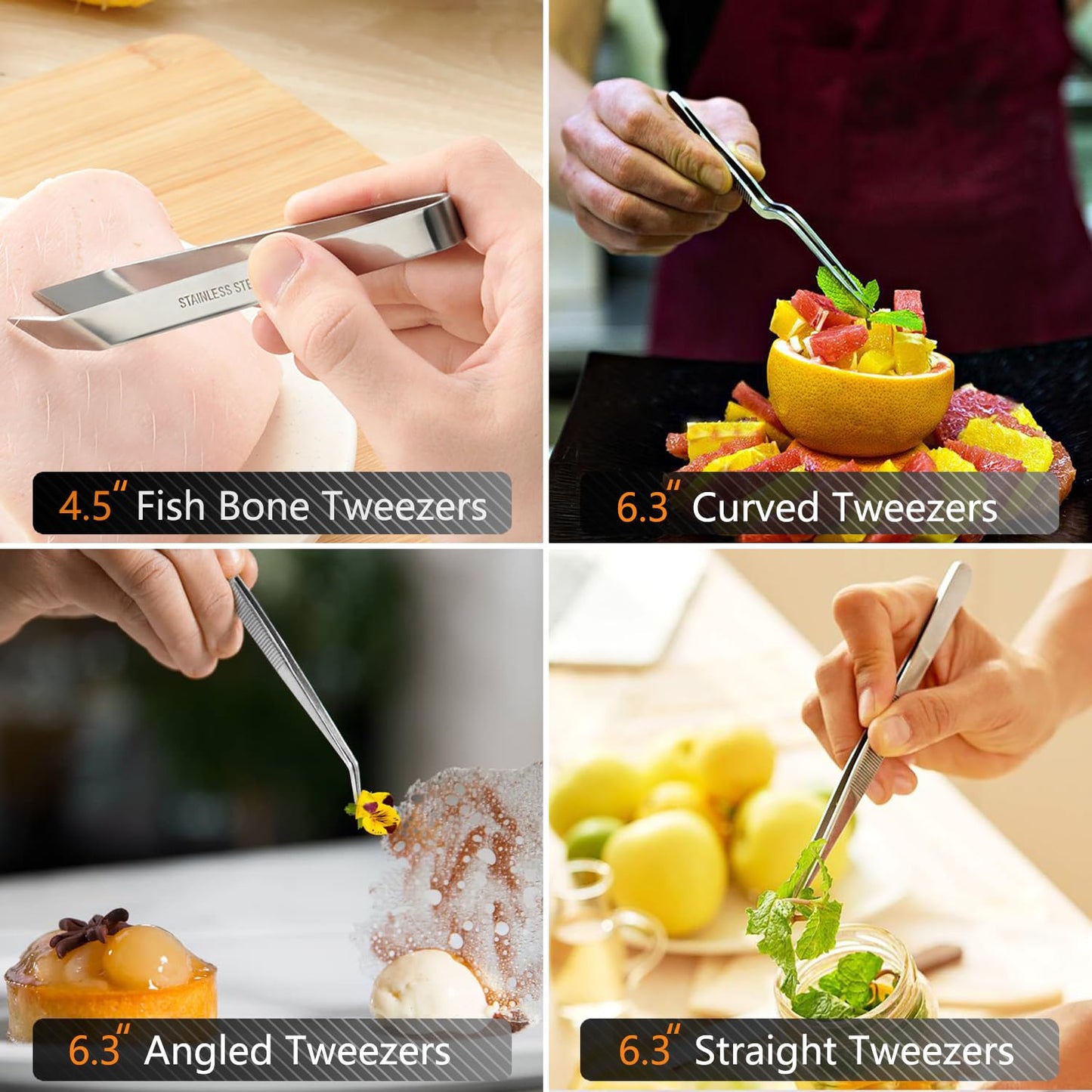 Professional Precision Kitchen Tweezers Set