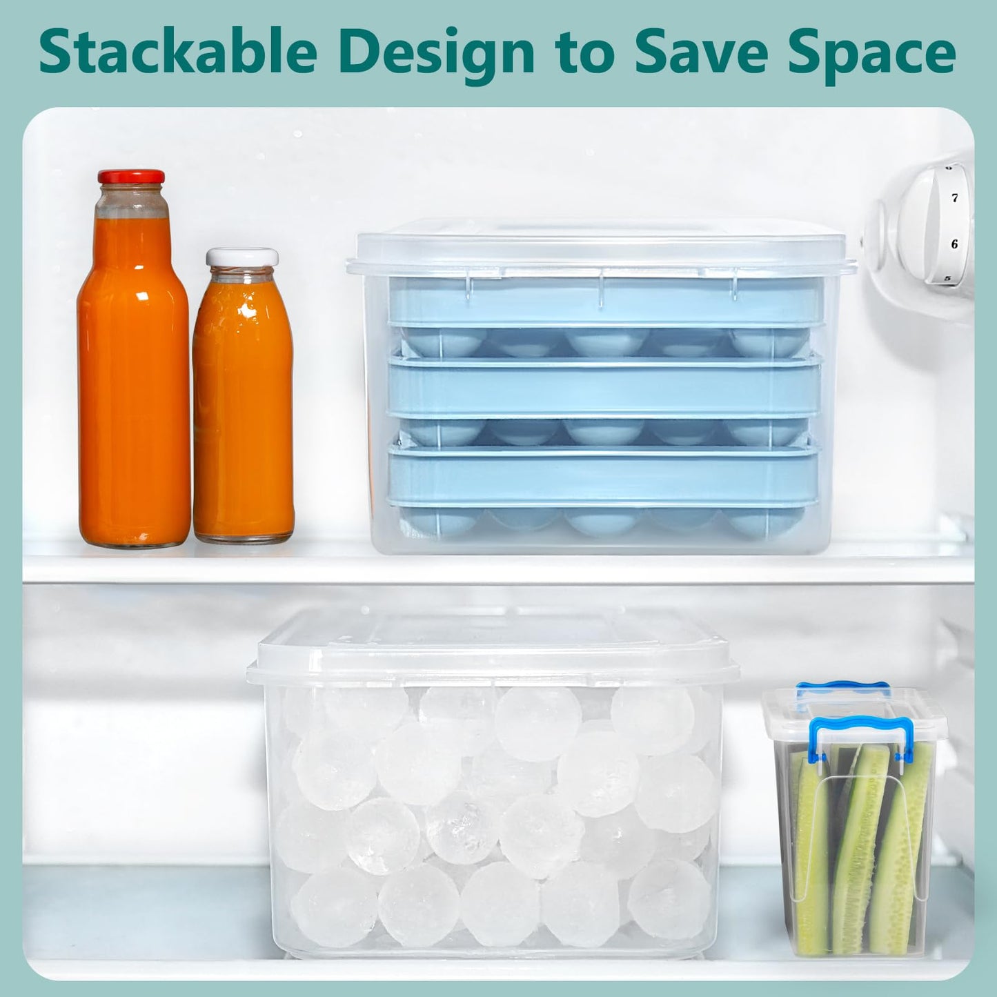 Stackable Ice Cube Tray Set – 99 Round Ice Balls with Lid