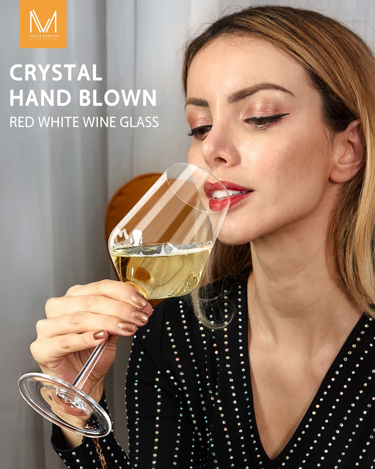 Hand-Blown Red Wine Glasses - Set of 4