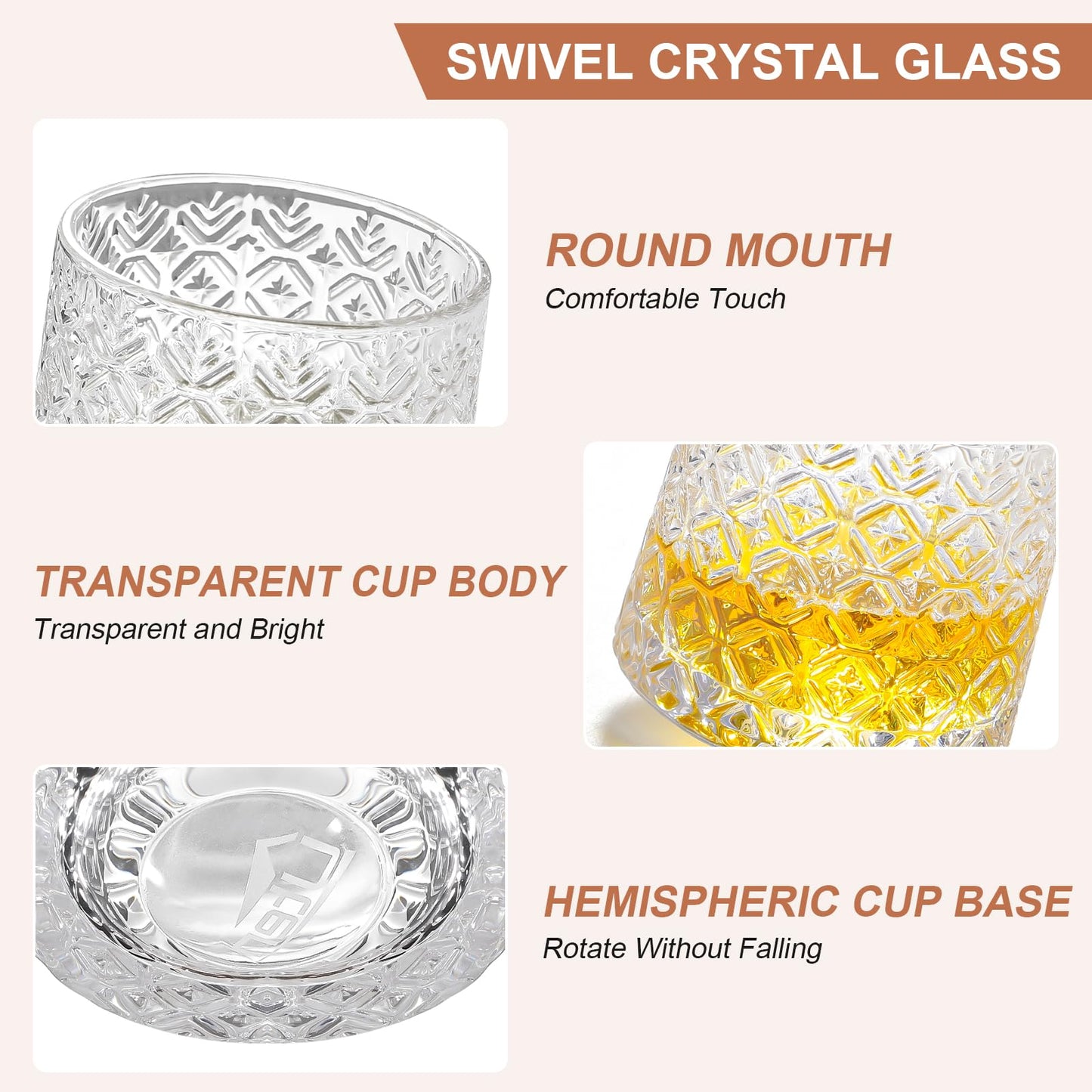 Verre à Whisky Rotatif Cristal – Base Bambou