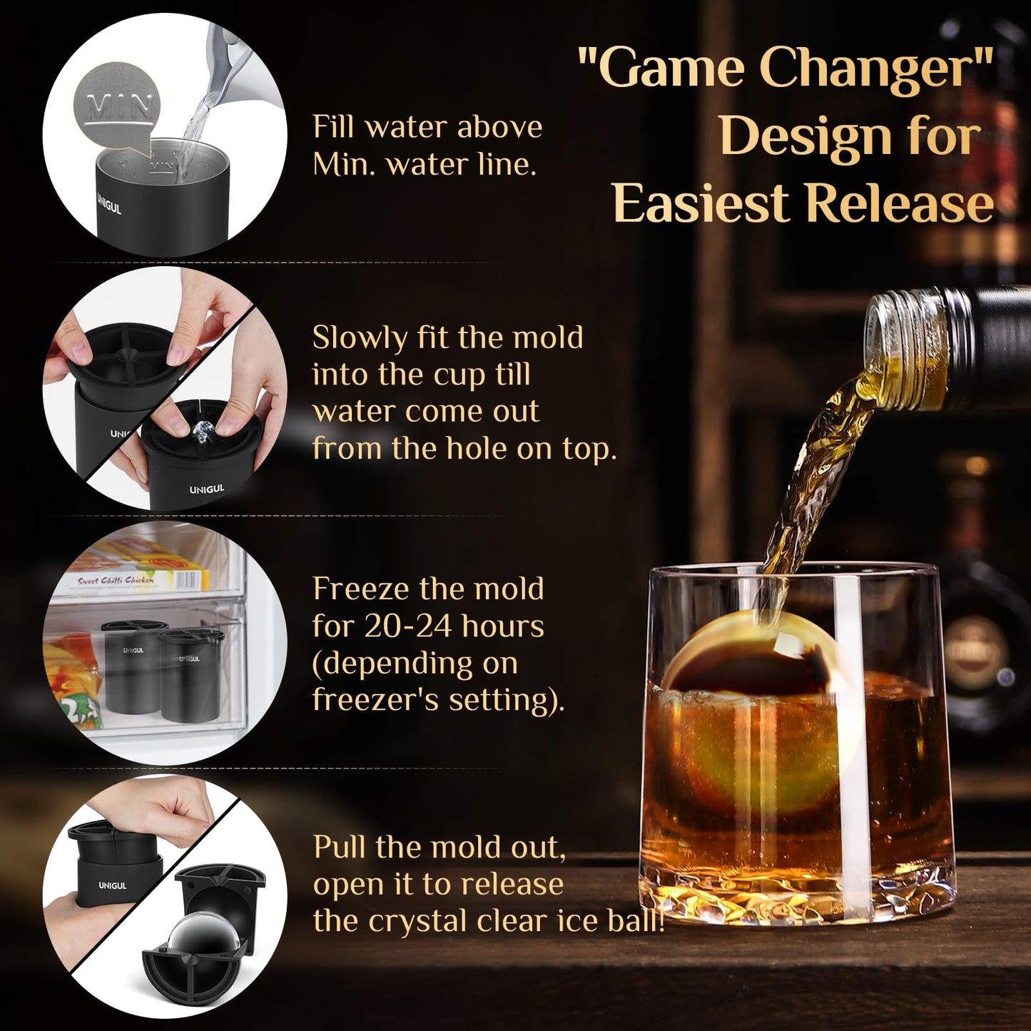Clear Ice Ball Maker – Stainless Steel Insulated Whiskey Ice Mold