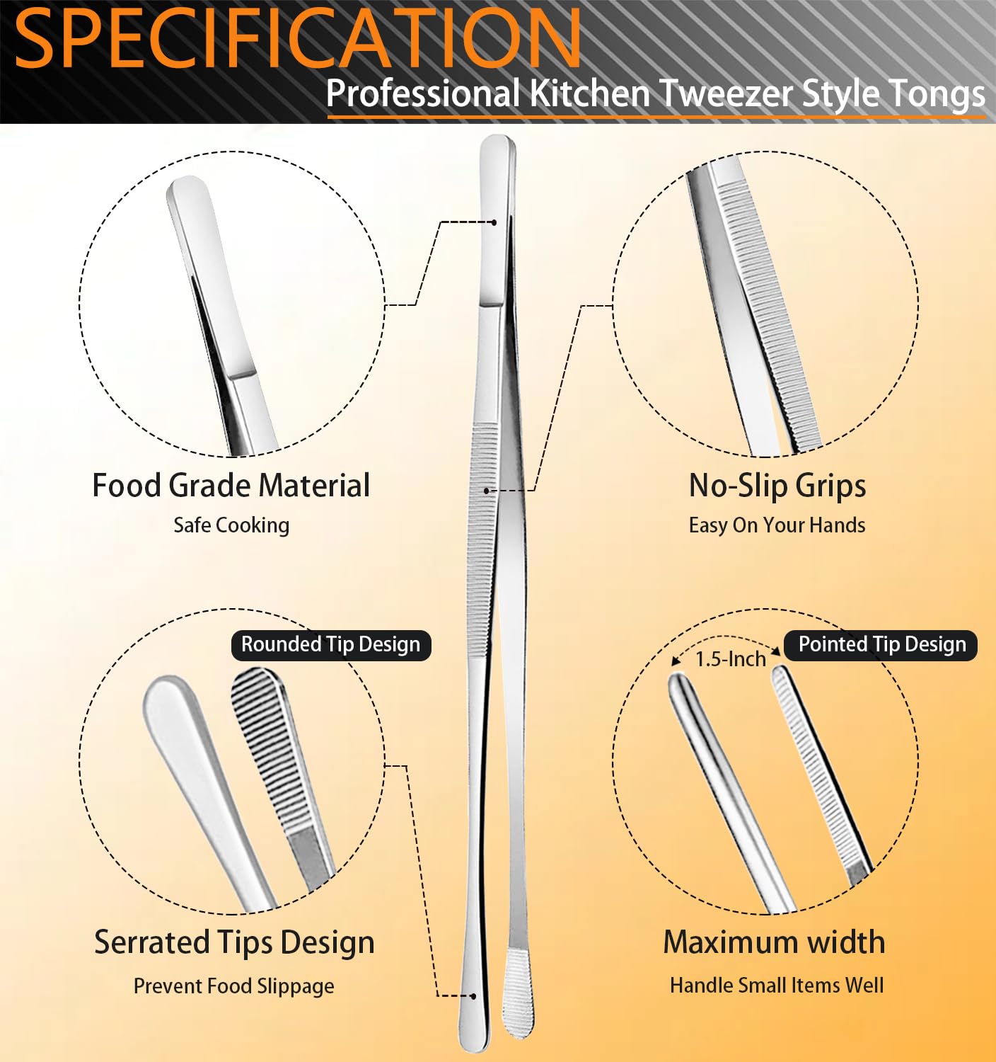 Professional Precision Kitchen Tweezers Set