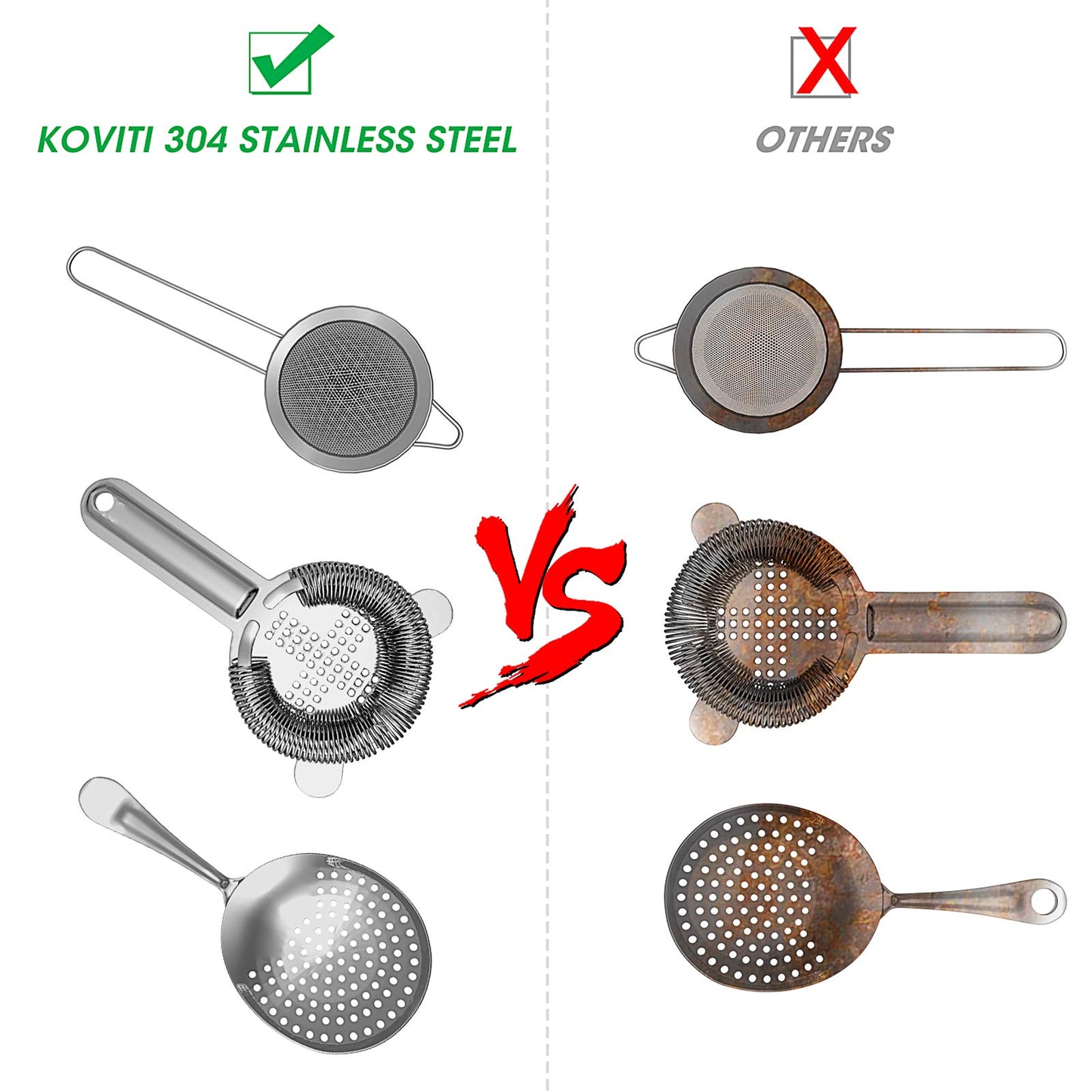 Premium 3-Piece Cocktail Strainer Set