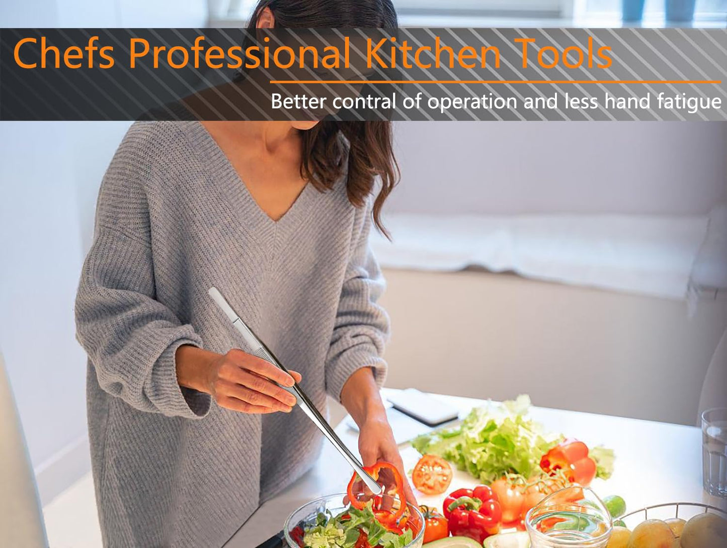 Professional Kitchen Tweezers Set – 6 Precision Stainless Steel Tongs