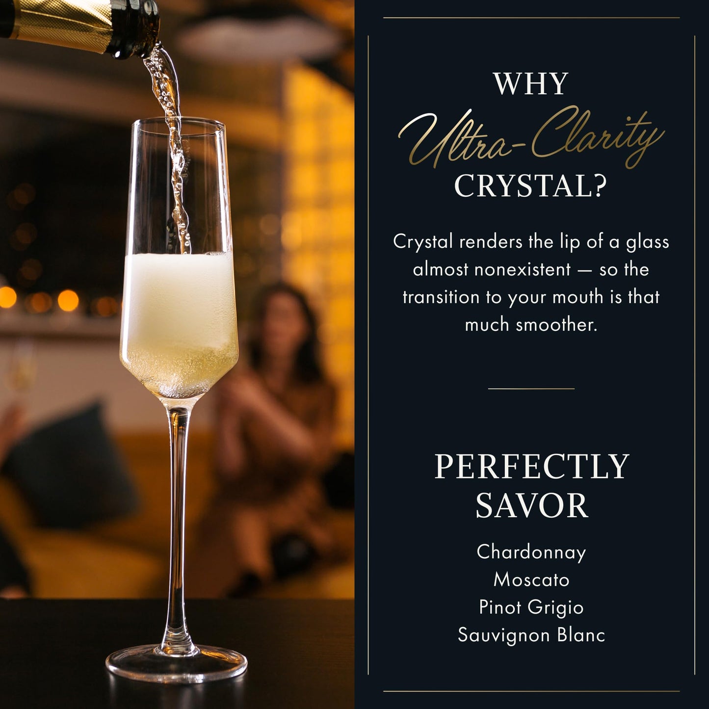 Classy Champagne Flutes - 8 oz - Set of 4