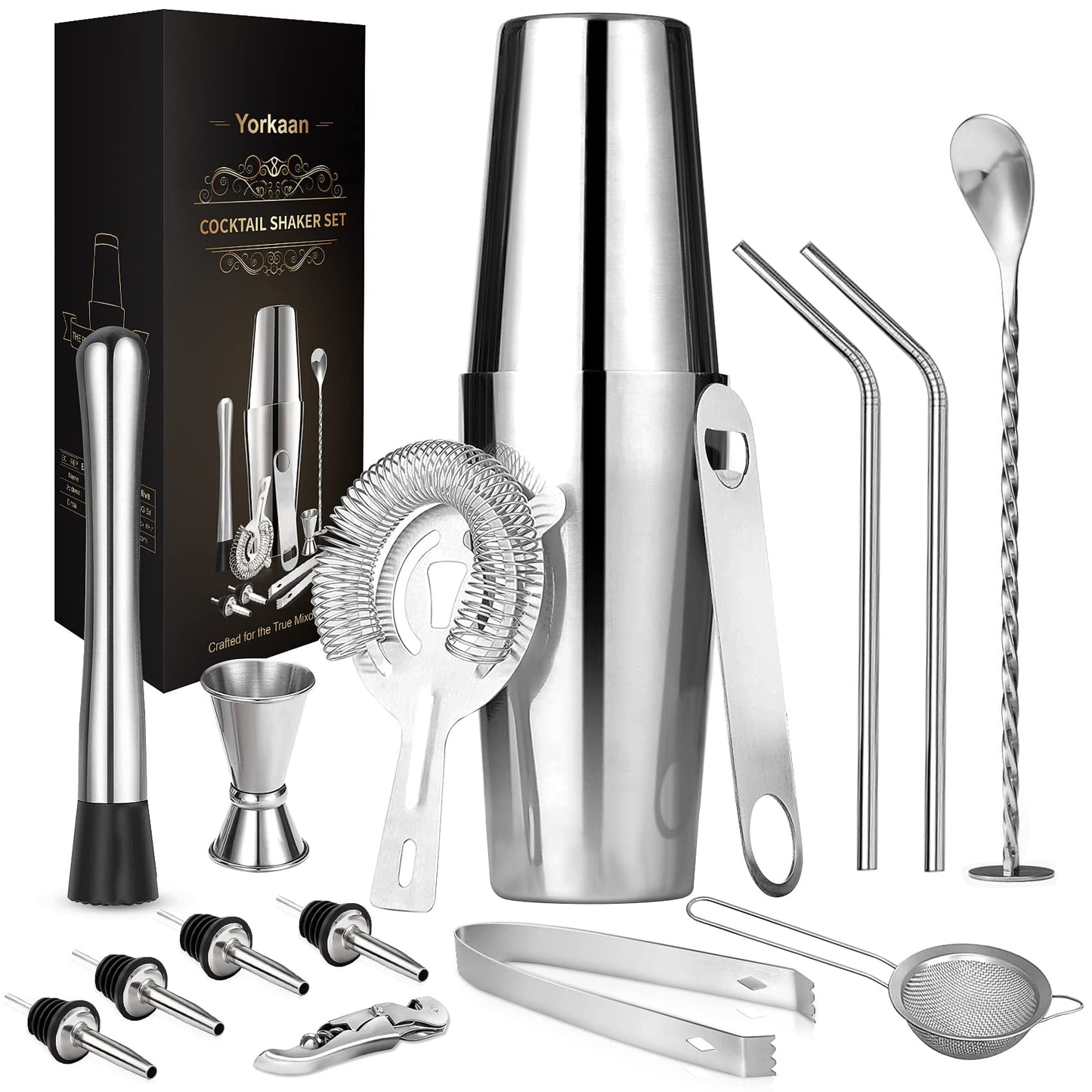 Kit Cocktail de 15 Pièces en Acier Inoxydable