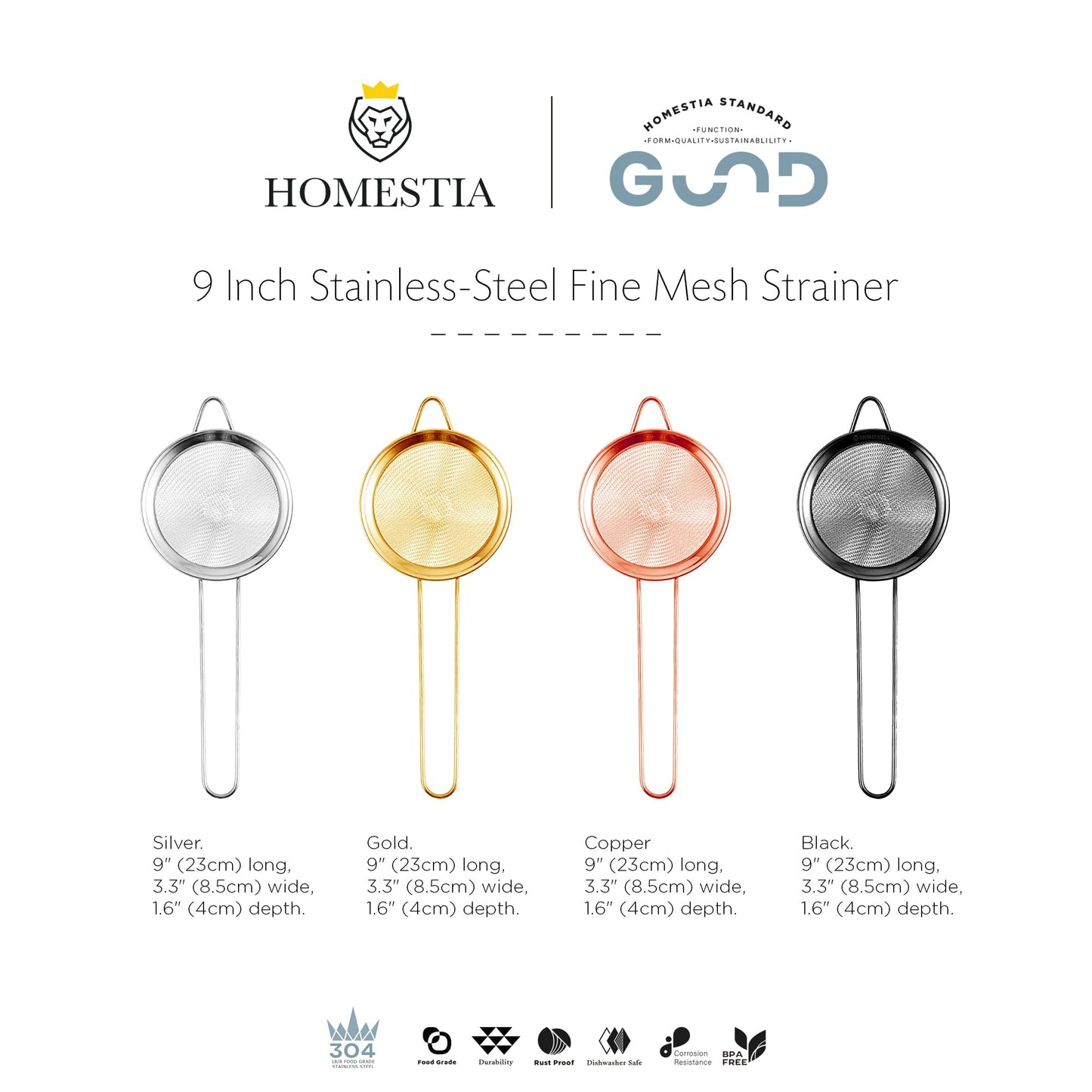 Stainless Steel Fine Mesh Cocktail Strainer