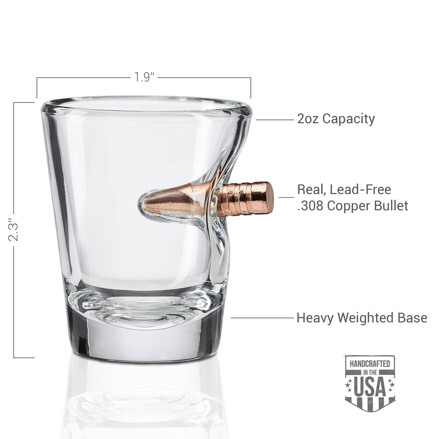 Shot Glass with Real .308 Bullet - 2oz