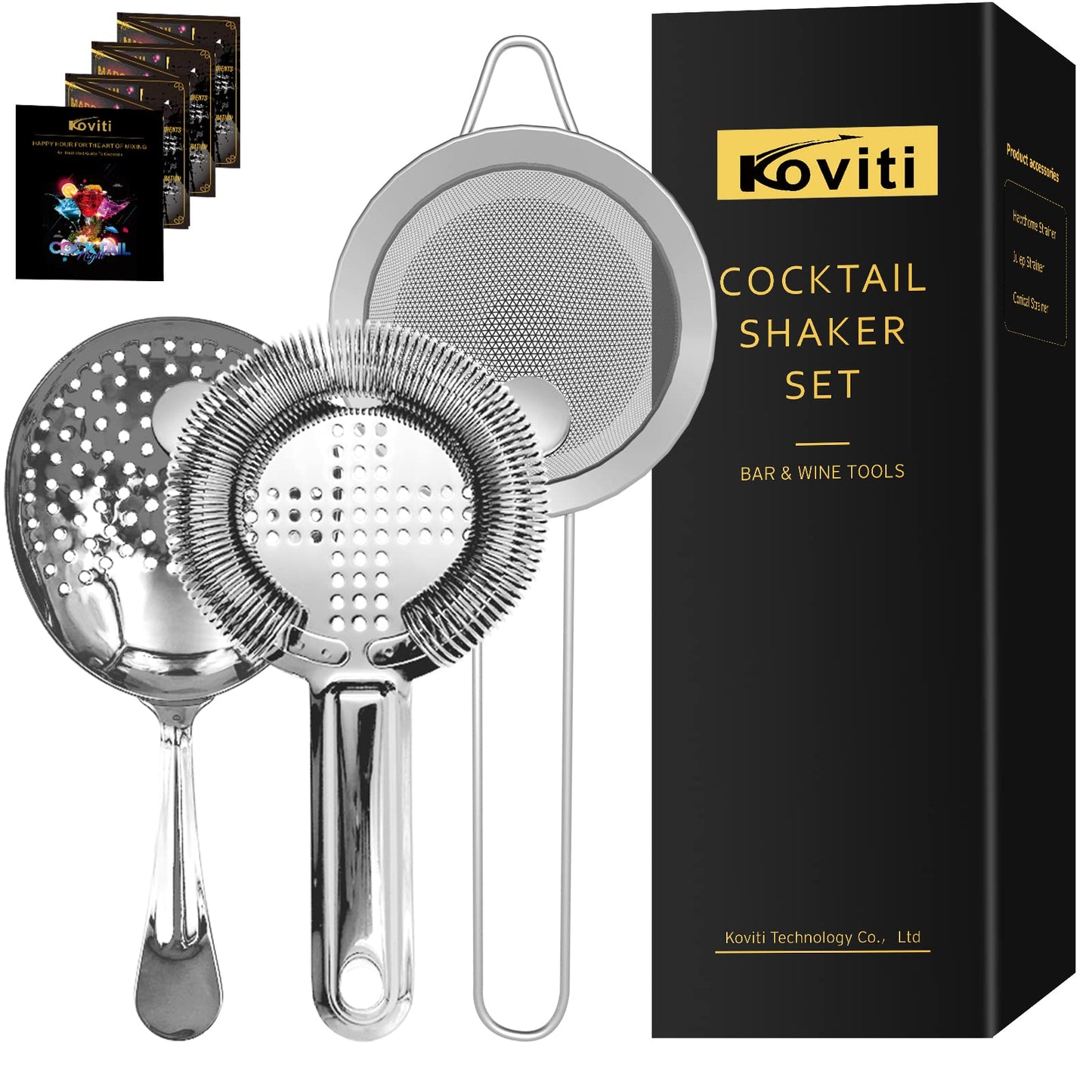 Premium 3-Piece Cocktail Strainer Set