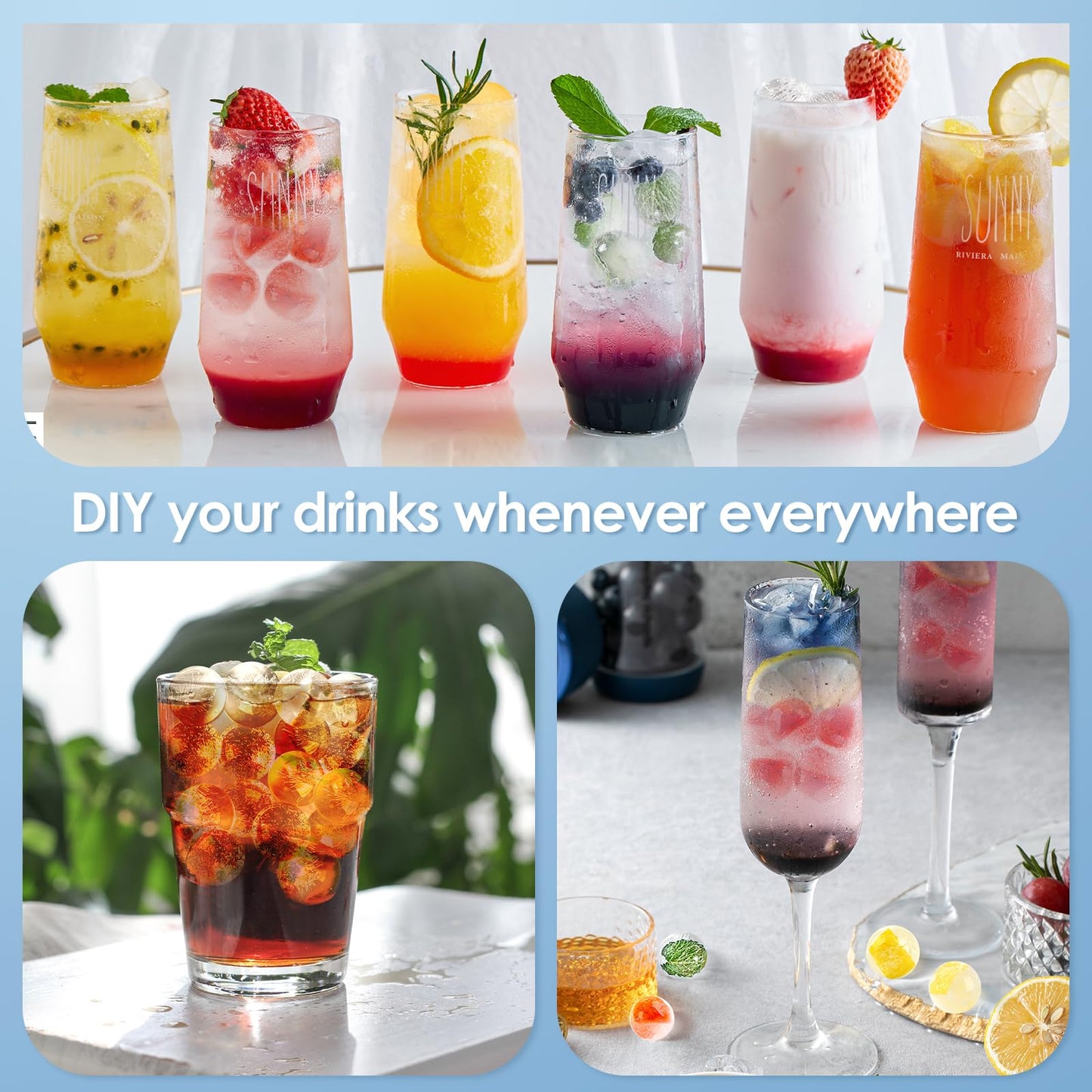 Round Ice Cube Tray with Lid and Bin