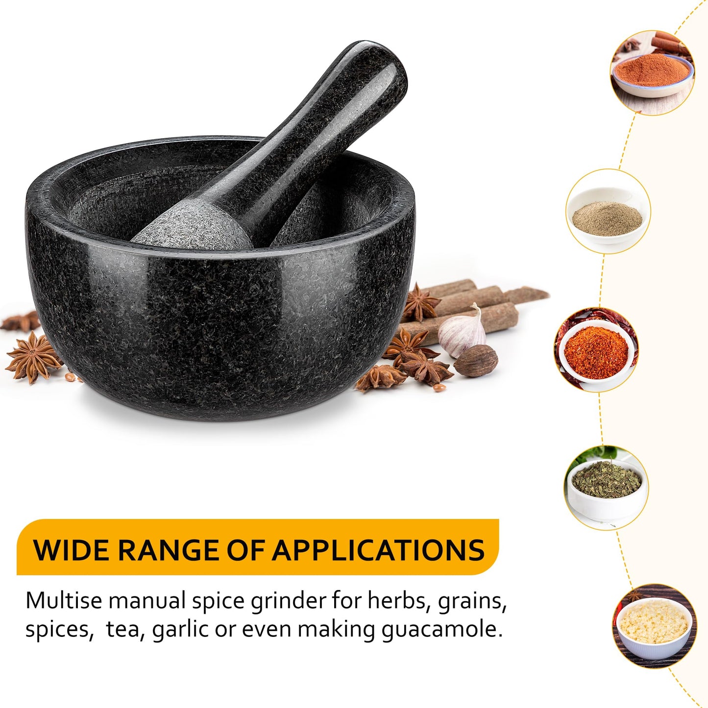 Mortier & pilon en marbre – Saveurs intactes (13/16 cm)