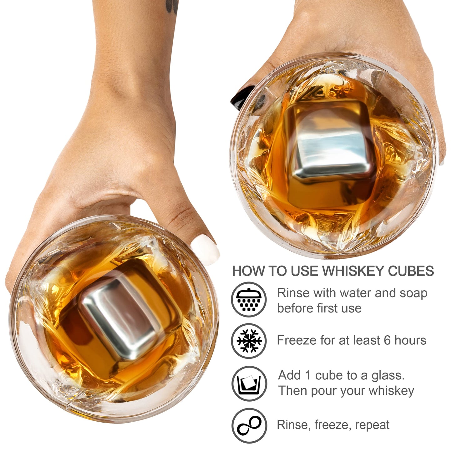 4 Stainless Steel Whisky Ice Cubes