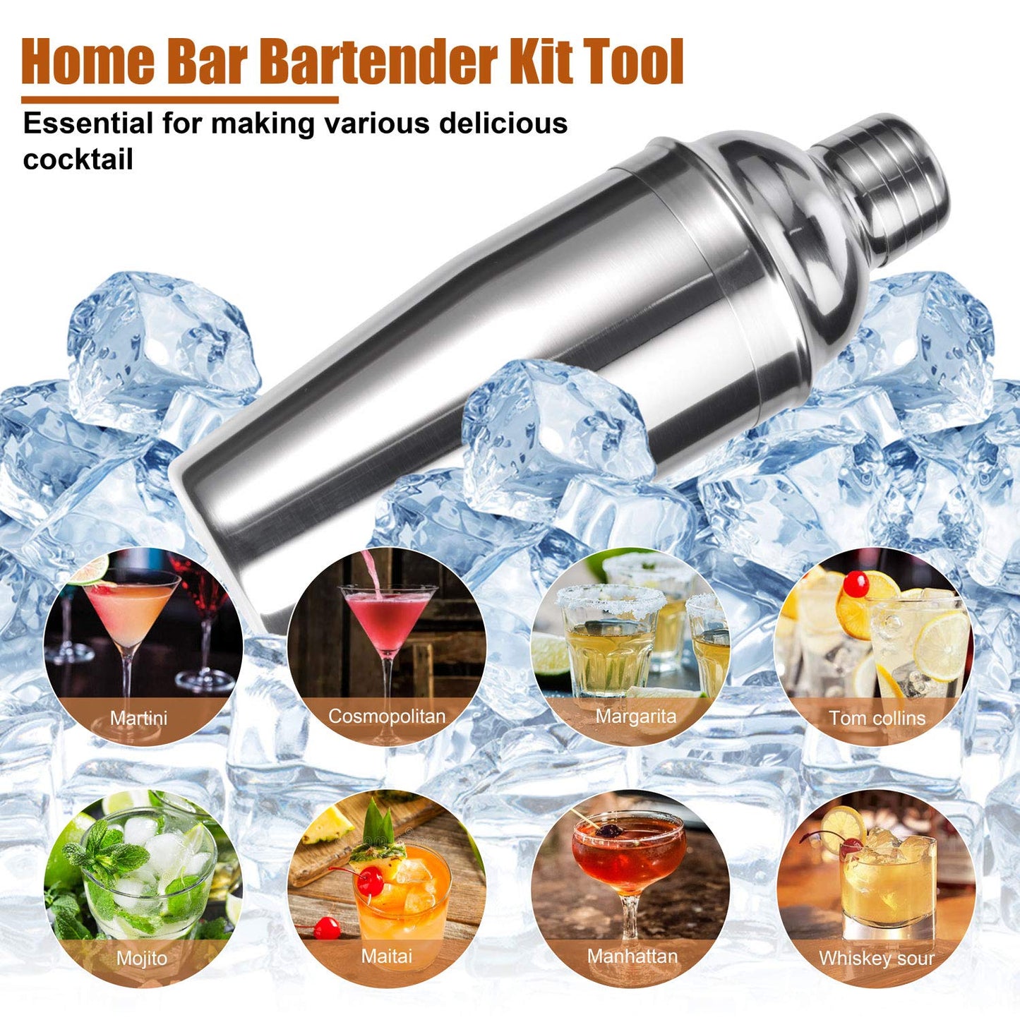 12-Piece Cocktail Shaker Set with Bamboo Stand