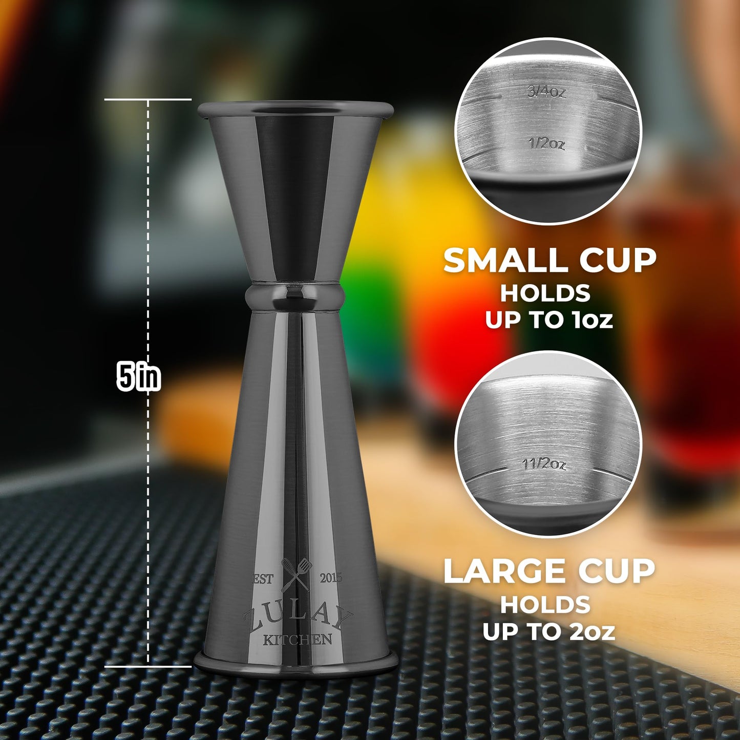 Zulay Premium Stainless Steel Cocktail Jigger