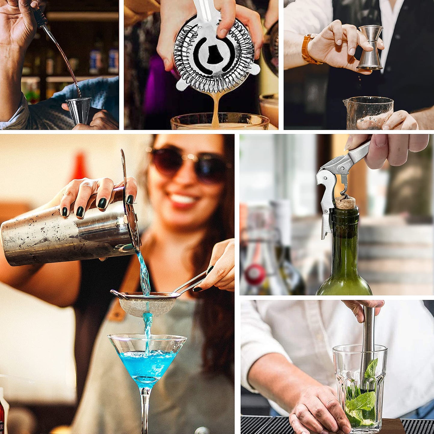 Kit Cocktail de 15 Pièces en Acier Inoxydable