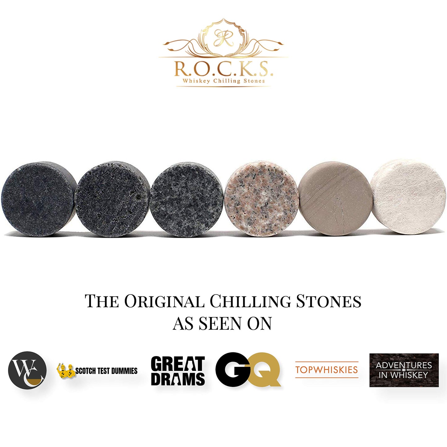 Premium Granite Whiskey Stones – Set of 6