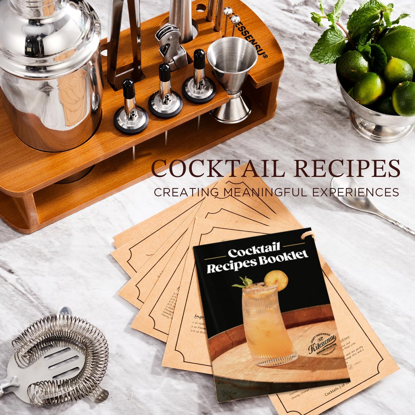 15-Piece Stainless Steel Cocktail Shaker Set with Stand