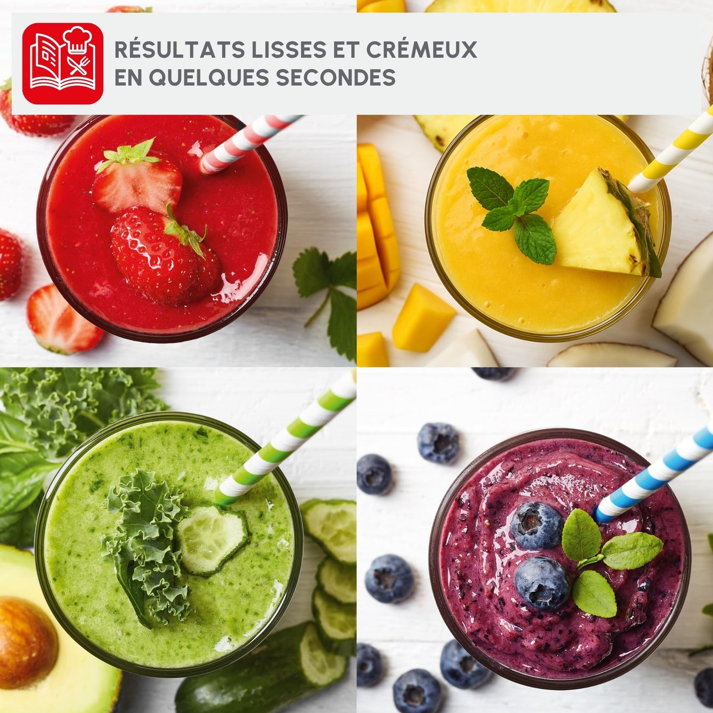 Mini blender 300 W – 2 bouteilles Tritan 0,6 L