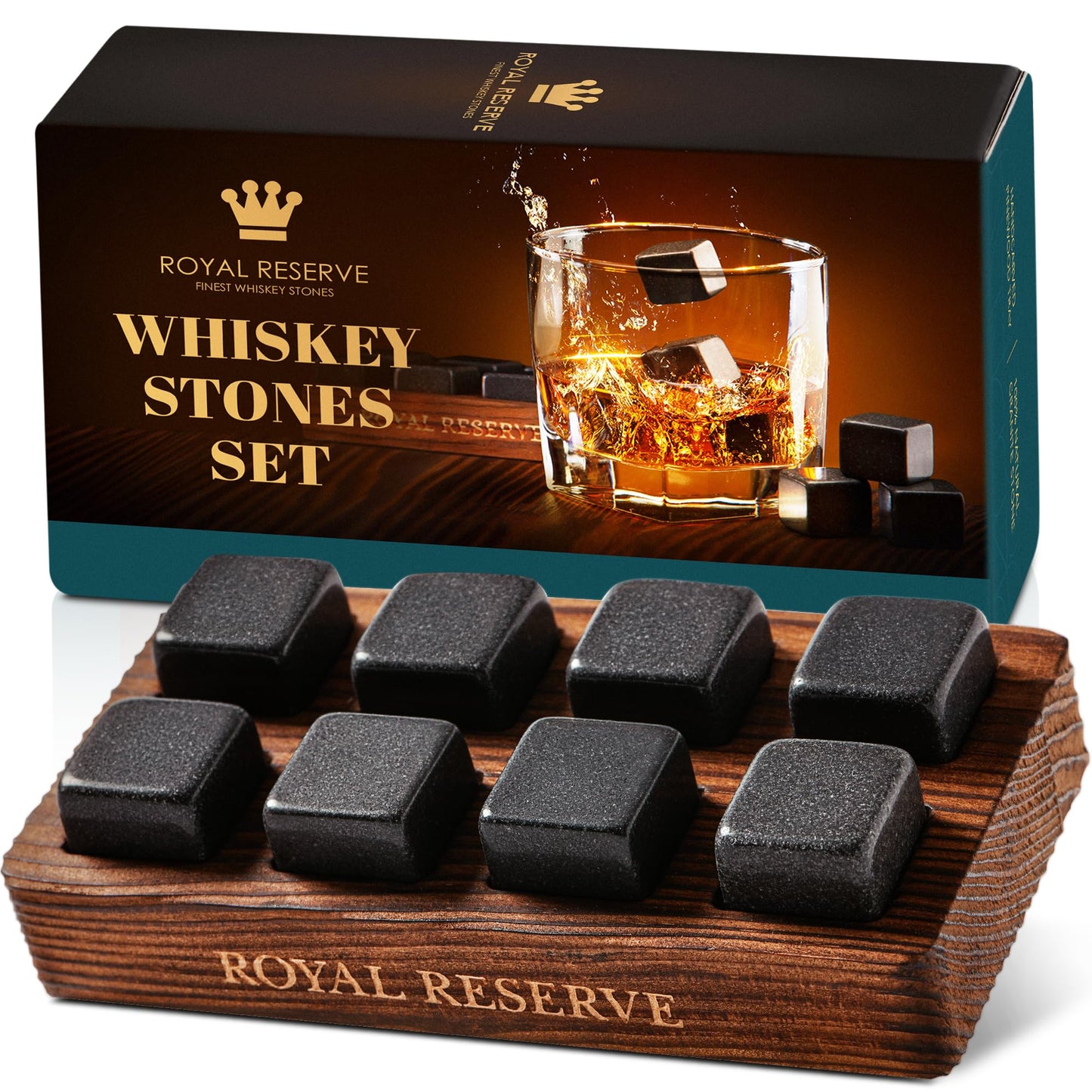 Black Granite Whiskey Stones - Set of 8