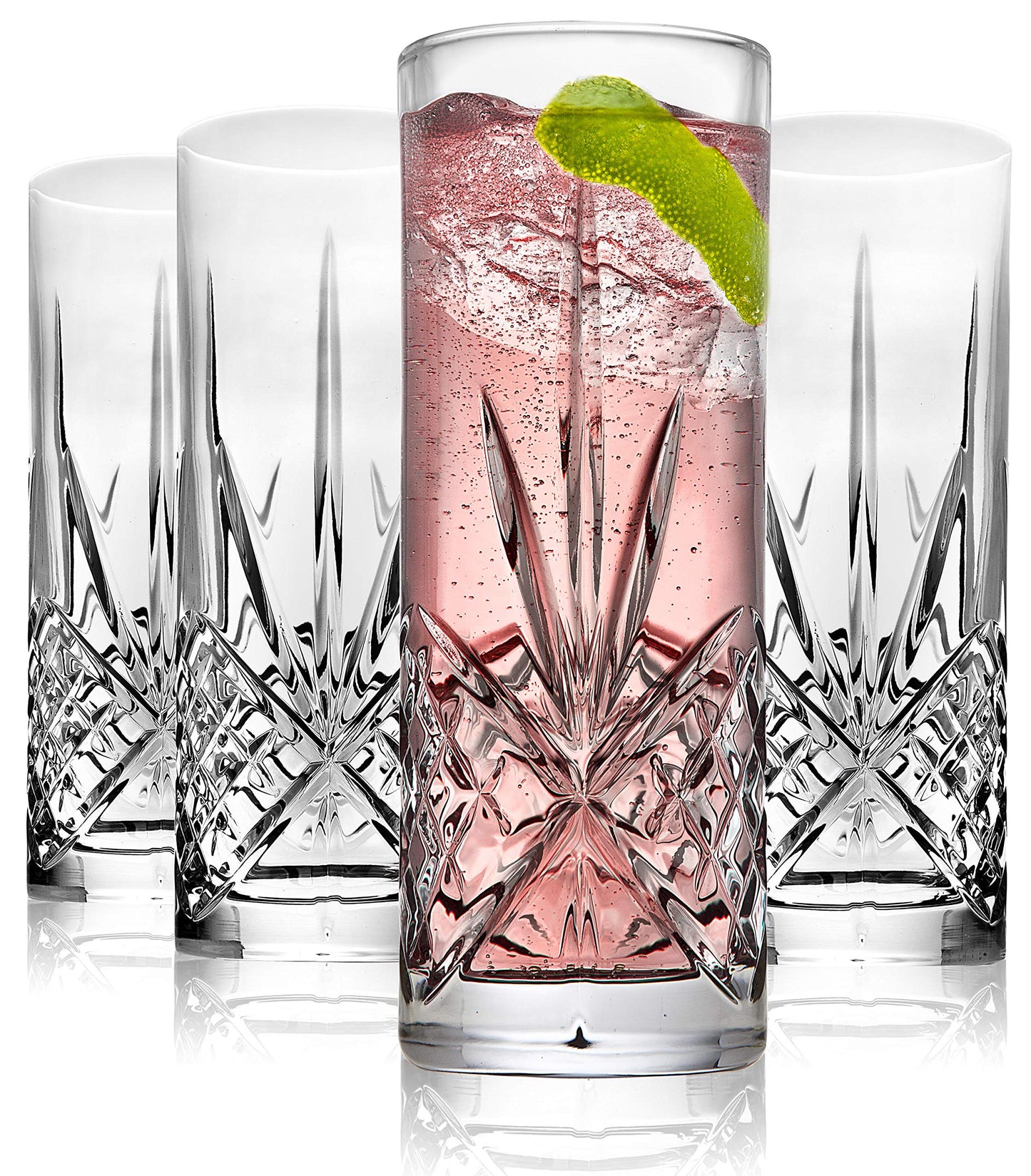 Dublin Crystal Tall All-Purpose Beverage Glasses – Set of 4