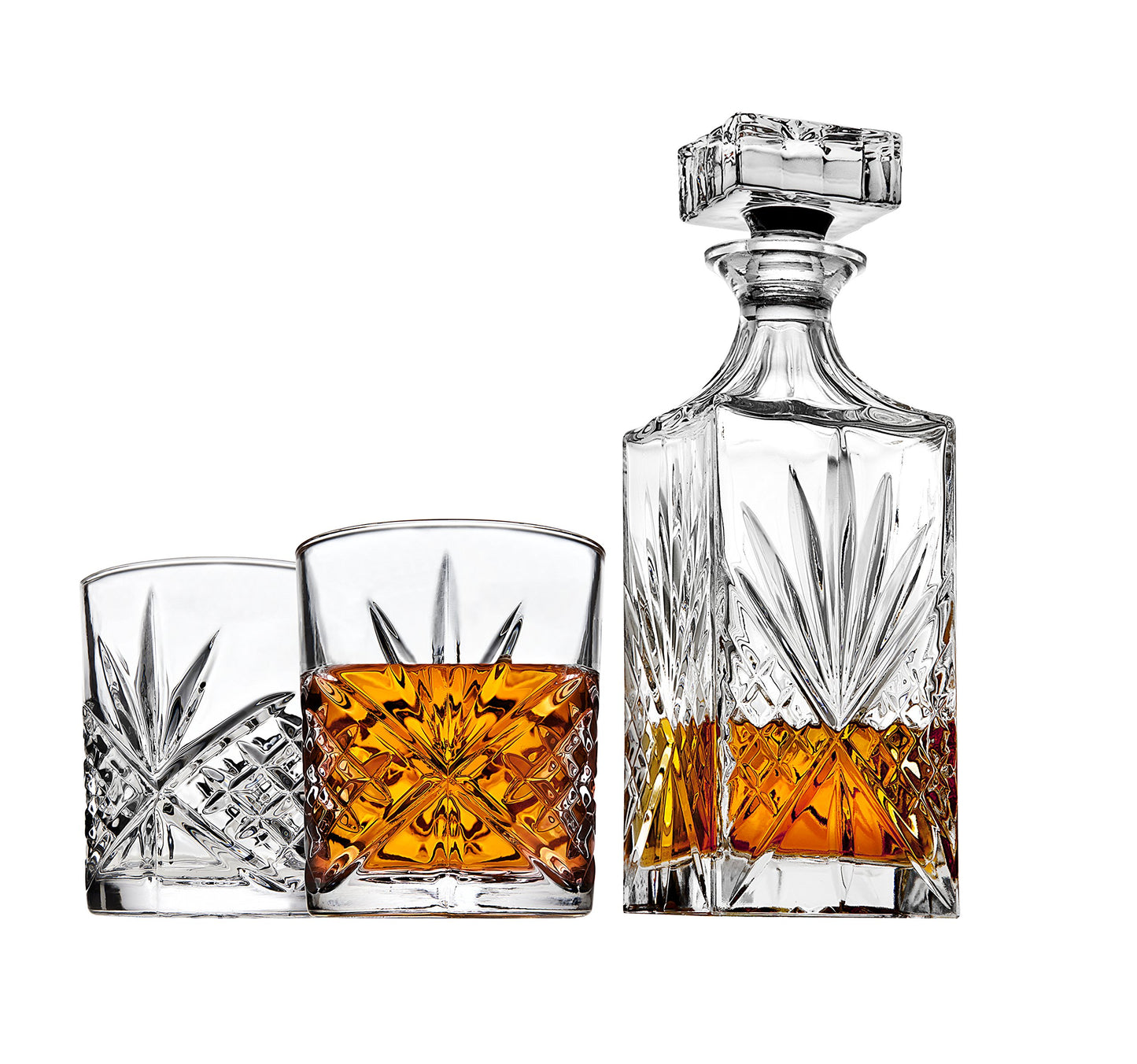 Whiskey Decanter Set with 2 Old Fashioned Whisky Glasses