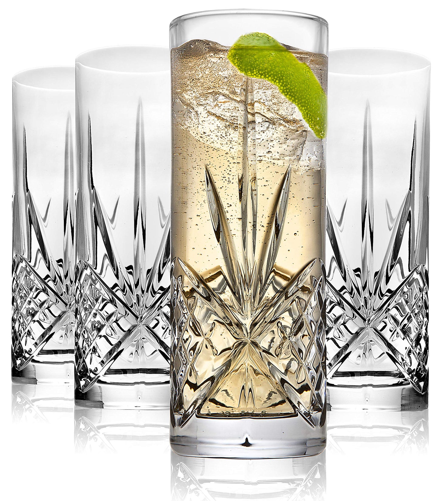 Dublin Crystal Tall All-Purpose Beverage Glasses – Set of 4