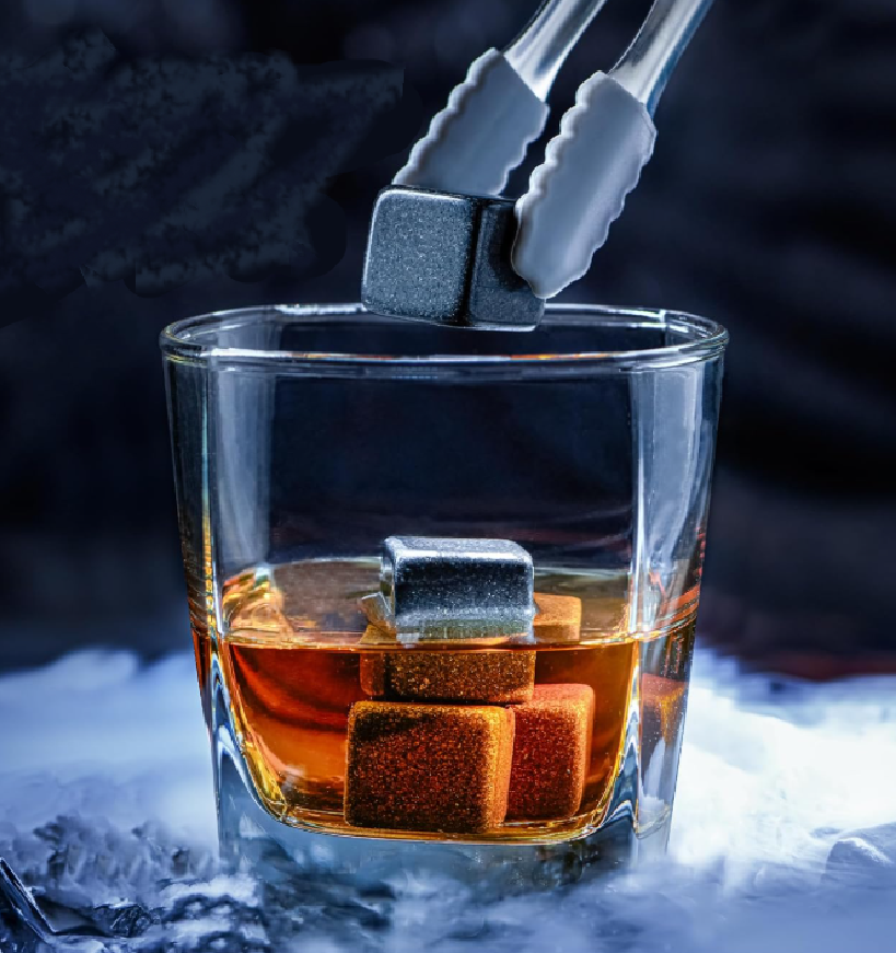 Black Granite Whiskey Stones - Set of 8