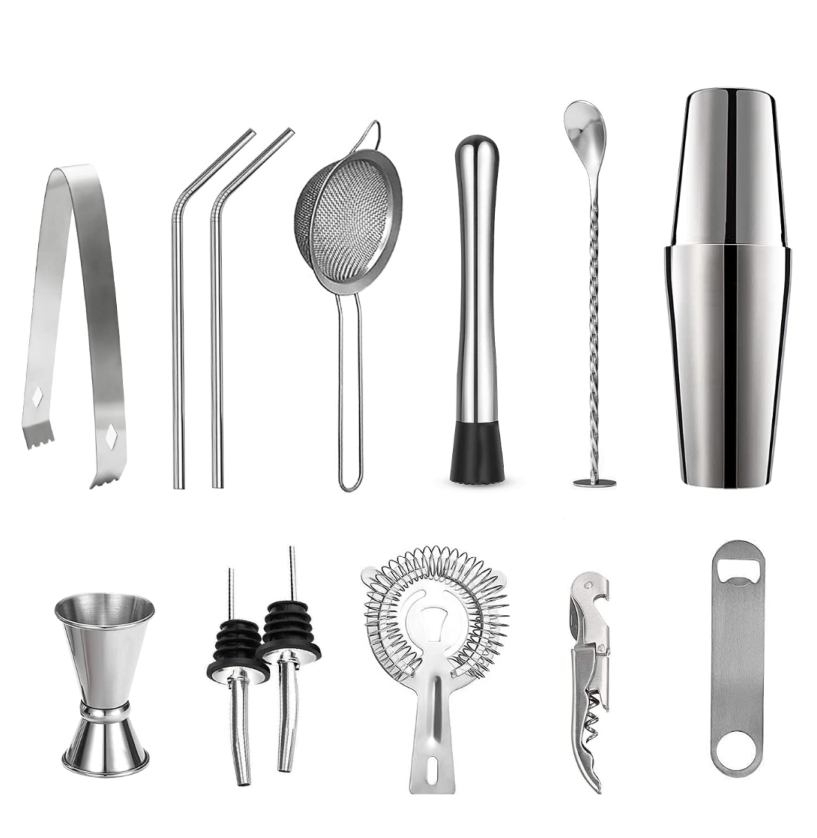 Kit Cocktail de 15 Pièces en Acier Inoxydable