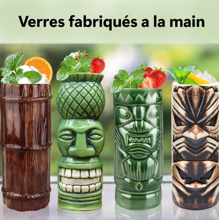 Verres Tiki en Céramique - Lot de 4