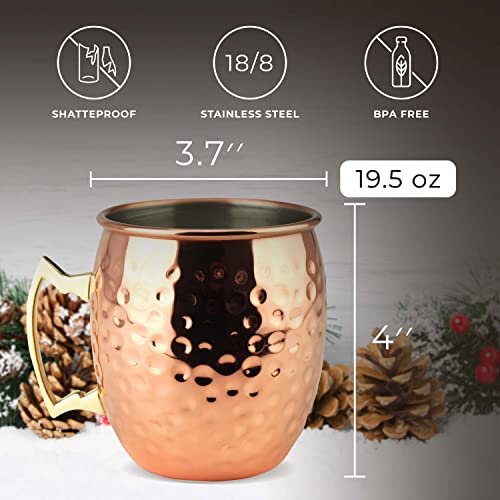 Hammered Copper Moscow Mule Mugs – Set of 4