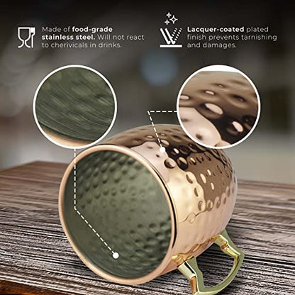 Hammered Copper Moscow Mule Mugs – Set of 4