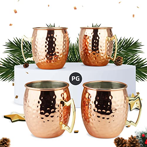 Hammered Copper Moscow Mule Mugs – Set of 4