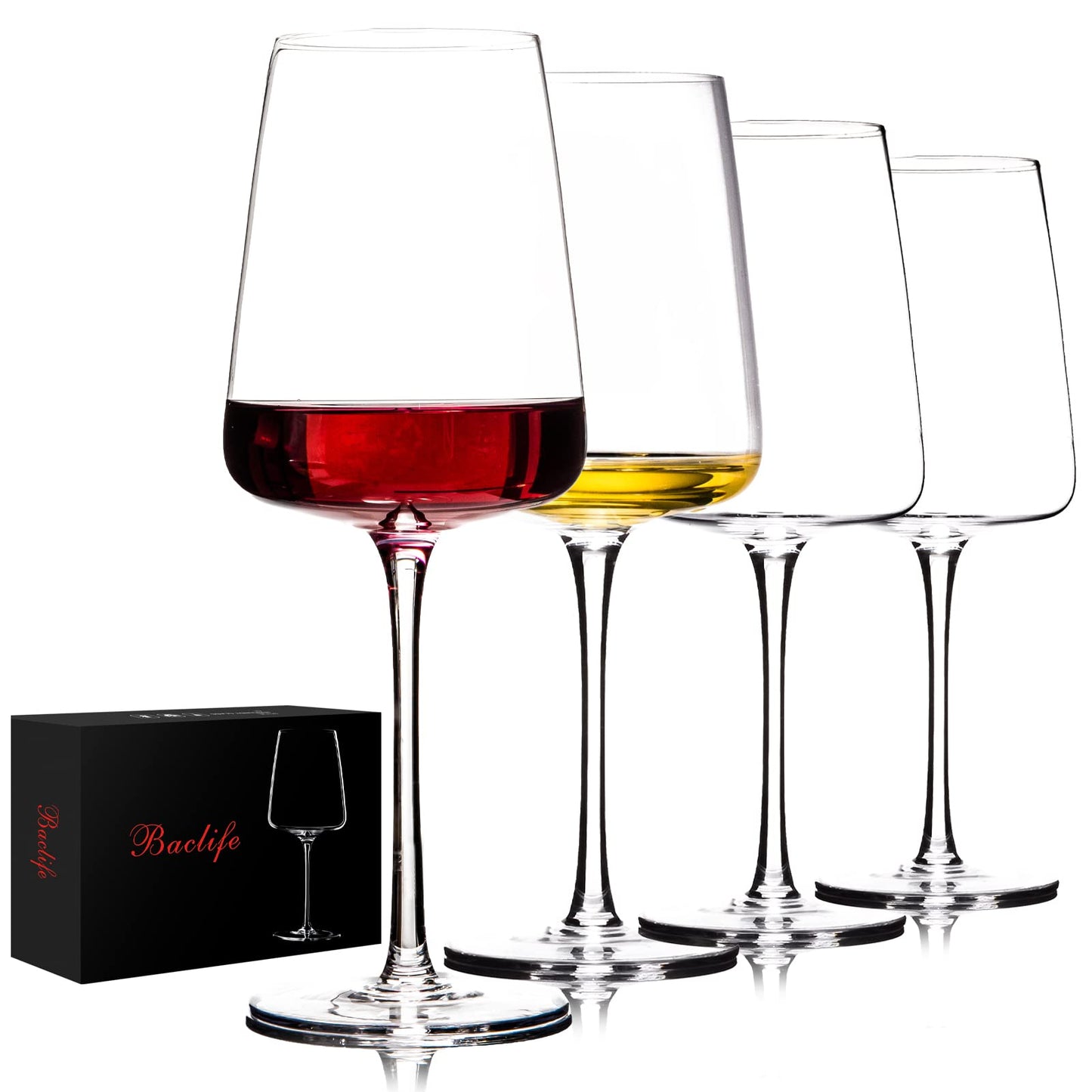 Hand Blown Red Wine Glasses Set of 4