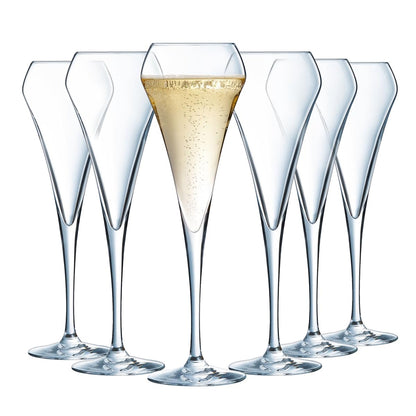 Flûtes à Champagne en Cristal - Lot de 6, Élégance et Simplicité