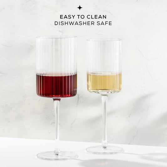 Fluted Wine Glasses 17.5oz  – Set of 2
