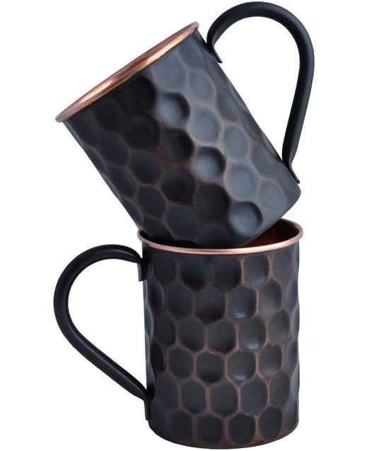 Rustic Black Copper Moscow Mule Mugs – Set of 2