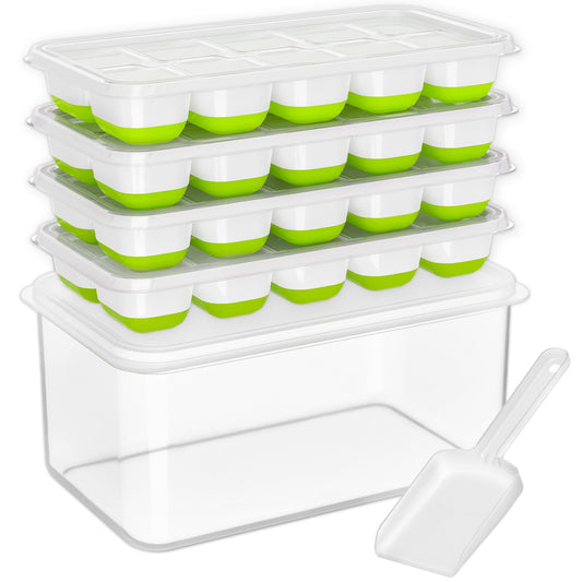 Silicone Ice Cube Tray with Bin and Lid