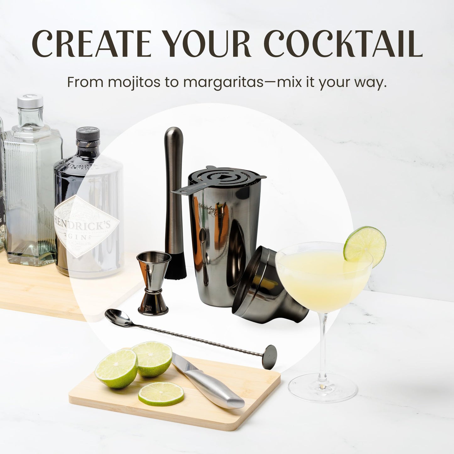 10-Piece Bartender Set with Bamboo Stand