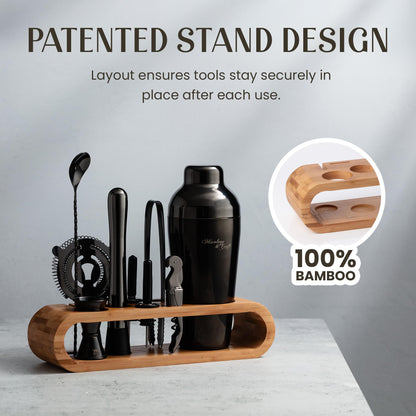 10-Piece Bartender Set with Bamboo Stand