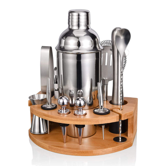 12-Piece Cocktail Shaker Set with Bamboo Stand