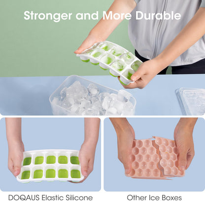 Silicone Ice Cube Tray with Bin and Lid