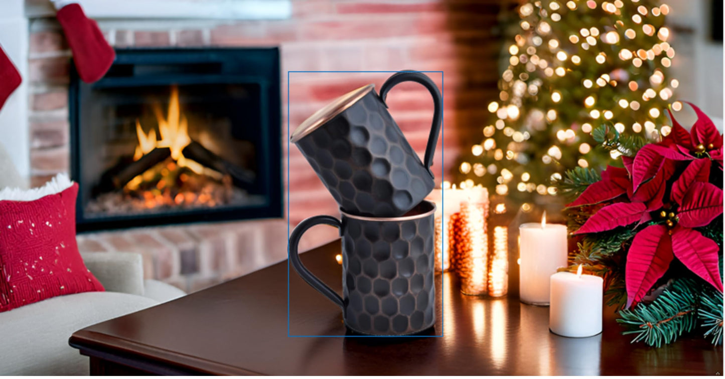 Rustic Black Copper Moscow Mule Mugs – Set of 2