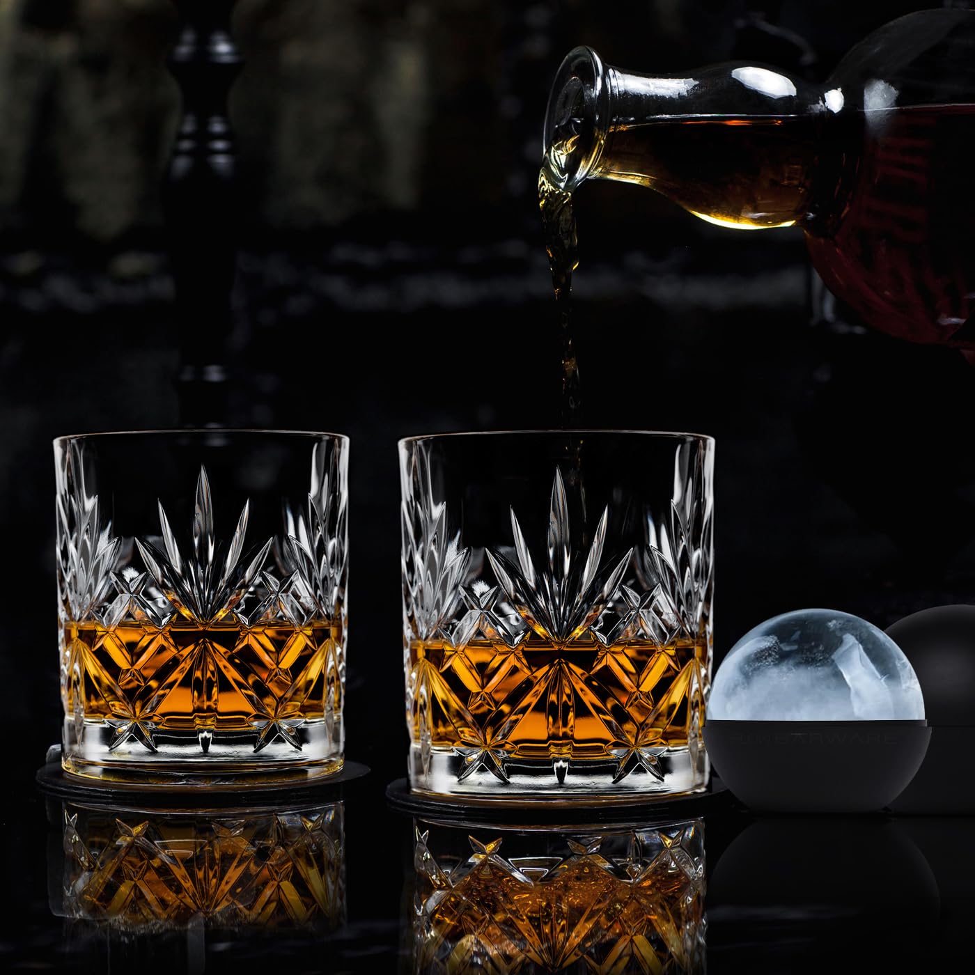 FLOW Barware Ensemble de 2 verres à whisky | Coffret cadeau verres à whisky en cristal | Cadeau pour homme, parfait pour Scotch, Bourbon Gin & Tonic, Negroni, Rhum