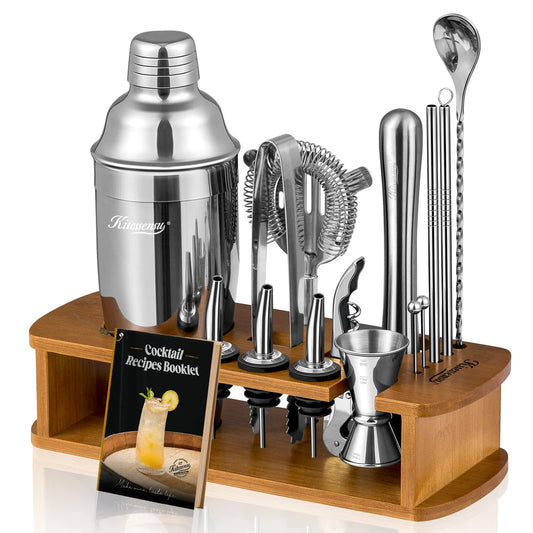 15-Piece Stainless Steel Cocktail Shaker Set with Stand
